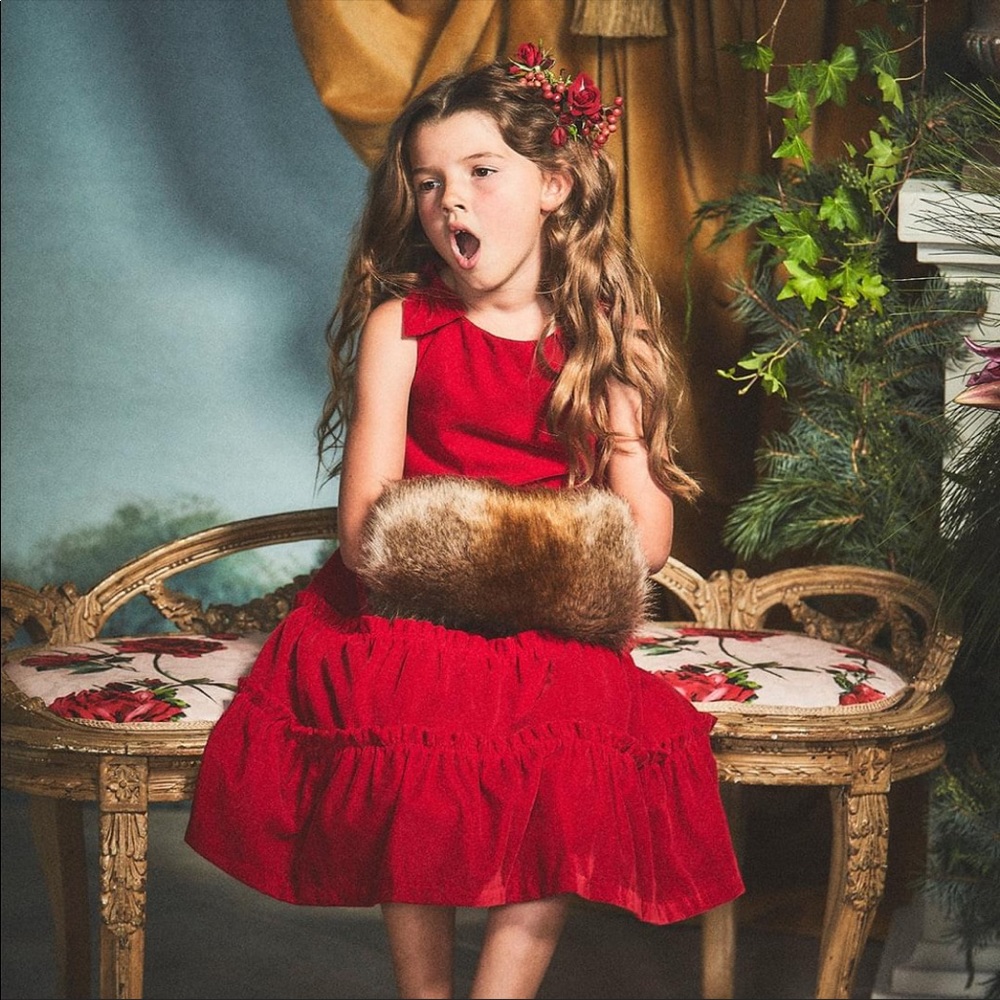 Janie and Jack Tiered Velvet Dress, 3-6M - NEW